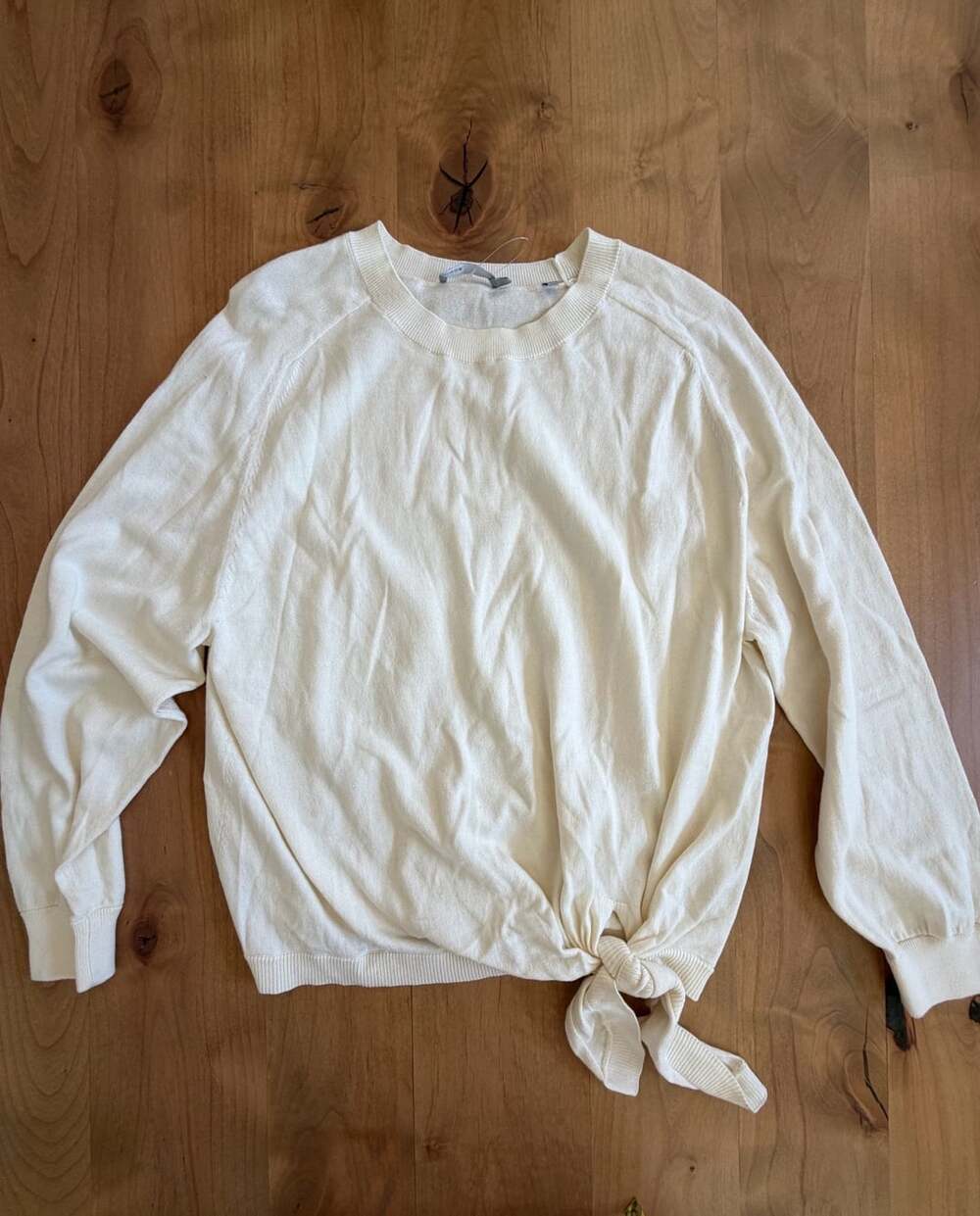 Vince Sweater Size L Ivory Cotton Side Tie Crewneck